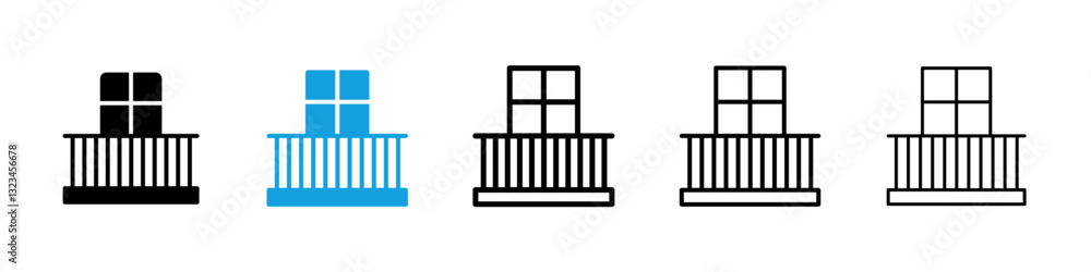 Poster balcony icons vector set for web designs