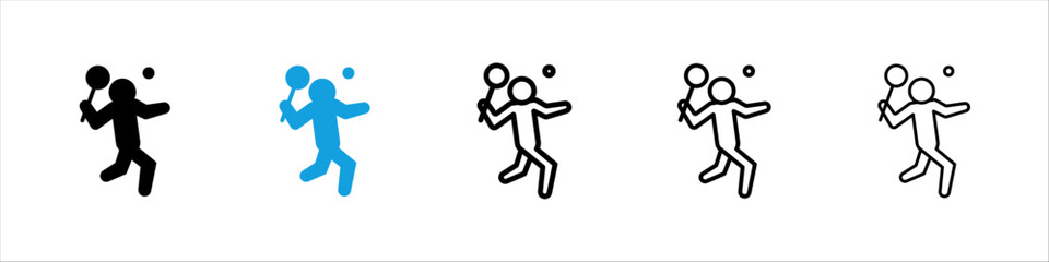 Badminton icons vector set for web designs