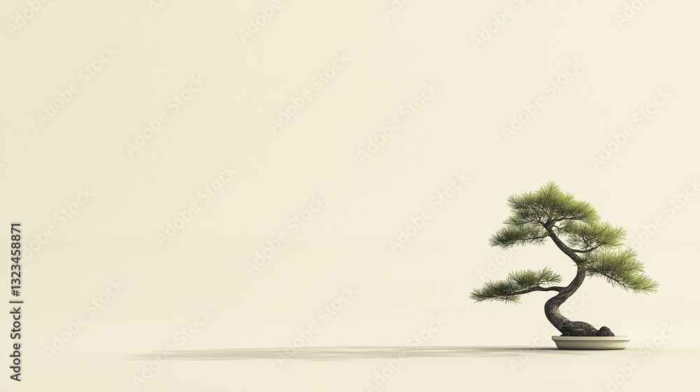 Poster A minimalist image of a single bonsai tree against a blank background