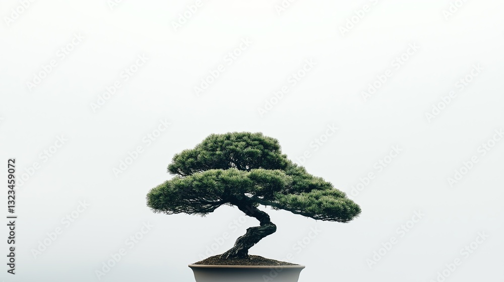 Poster A minimalist image of a single bonsai tree against a blank background