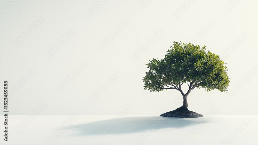Poster A minimalist image of a single bonsai tree against a blank background