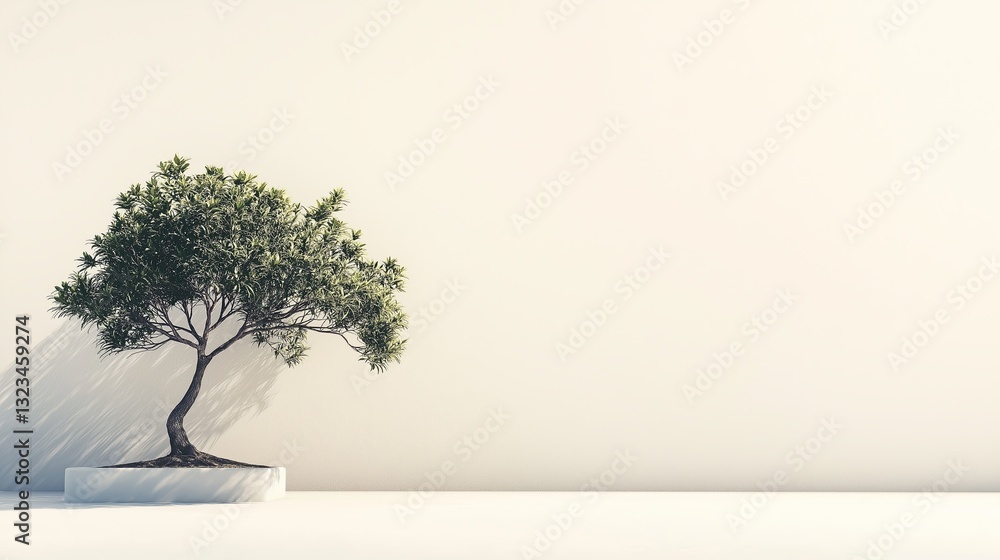 Poster A minimalist image of a single bonsai tree against a blank background