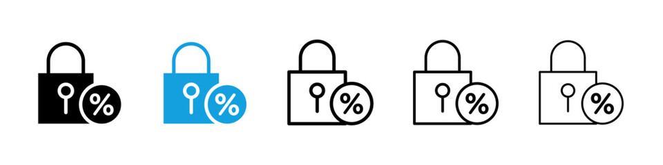 Fixed rate mortgage icons vector set for web designs