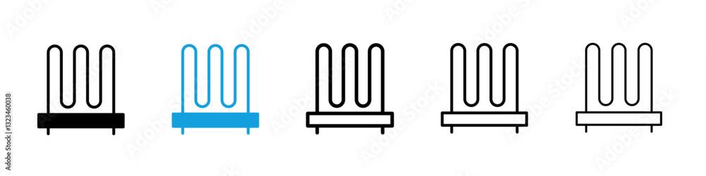 Poster heating element icons vector set for web designs