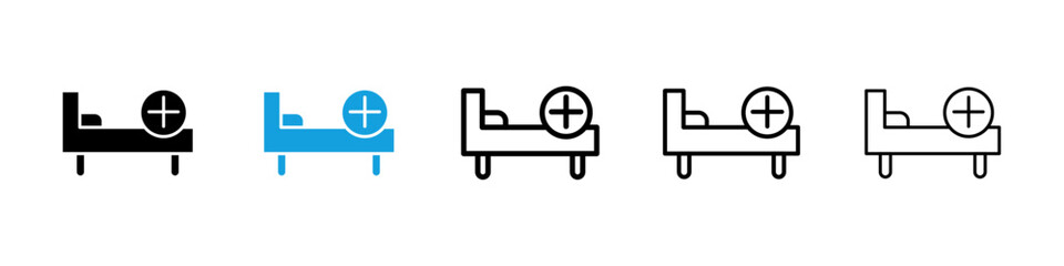Hospital bed icons vector set for web designs