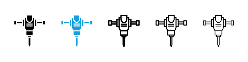 Hydraulic breaker icons vector set for web designs