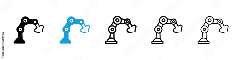 Poster industrial robot icons vector set for web designs