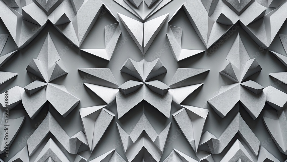 Poster abstract geometric grey wallpaper featuring intricate 3d paper-folded design. central elements creat