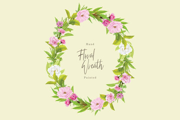 hand drawn poppy anemone wreath border 