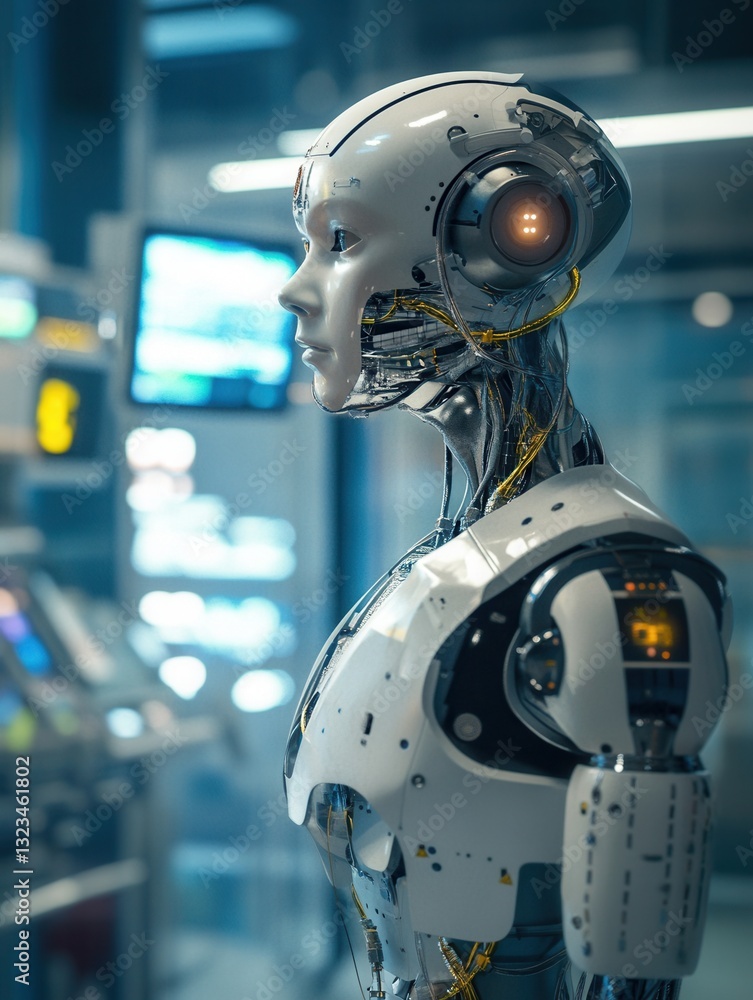 Aufkleber Robotic technology in a high-tech laboratory with advanced monitoring systems and intricate design elements present in the environment