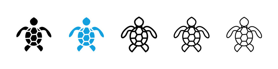 Sea turtle icons vector set for web designs