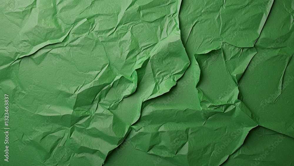 Leinwandbilder crumpled green kraft paper texture with varied shades and deep folds provides a rich abstract backgr