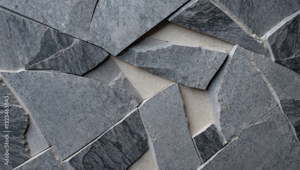 Leinwandbilder Grey granite stone texture background featuring a natural pattern design with dark grey shards arranged randomly on a light grey surface.