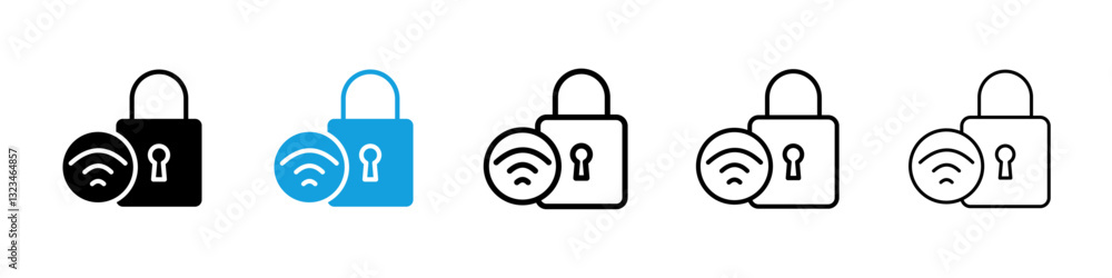 Poster wifi security icons vector set for web designs
