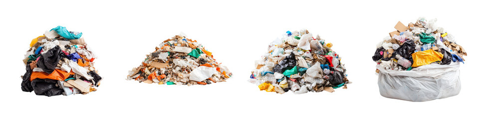 Massive piles of discarded waste and trash including plastic metal and other materials highlighting the urgent environmental pollution and sustainability challenges facing our planet