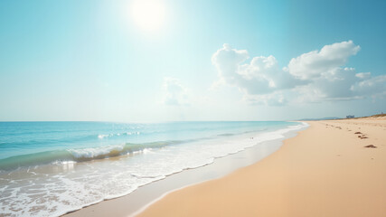 Fototapeta premium Tranquil beach scene with soft sand and gentle waves