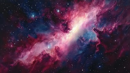 Naklejka premium Stunning Colorful Nebula in Deep Space with Starry Background