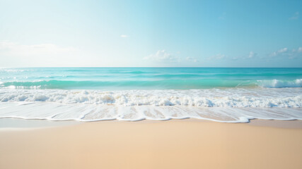 Fototapeta premium Tranquil beach scene with soft sand and gentle waves