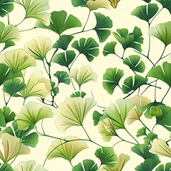 Ginkgo leaf, seamless collage pattern