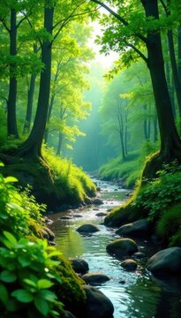 Lush green forest near the banks of Chemal River, natural, plants, green