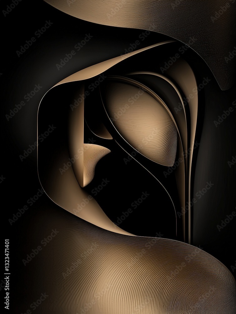 Poster mysterious woman's face illuminated in the dark with intriguing shadows and expressive features