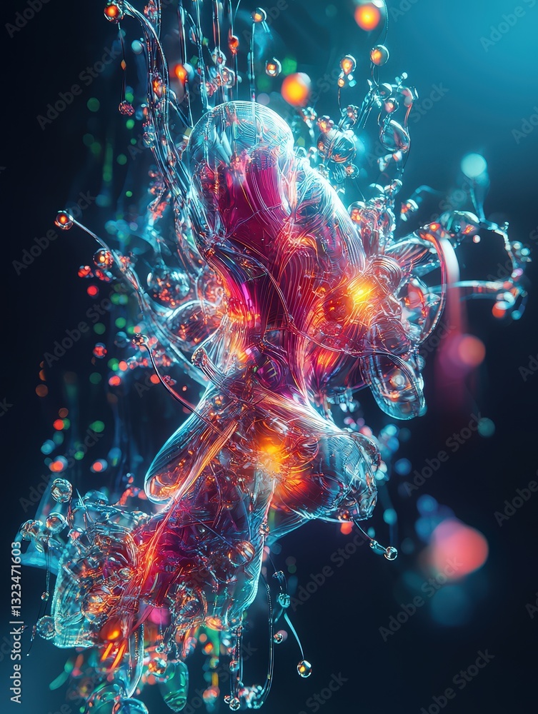 Poster colorful abstract design featuring dynamic shapes and patterns creating a vibrant artistic expressio