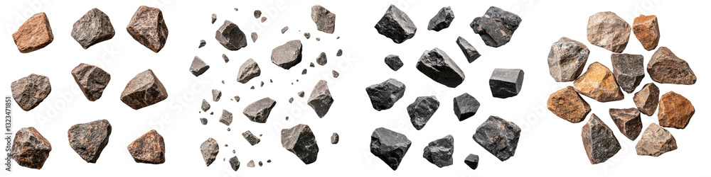 Poster diverse collection of various rough unpolished rock and mineral samples such as igneous sedimentary 