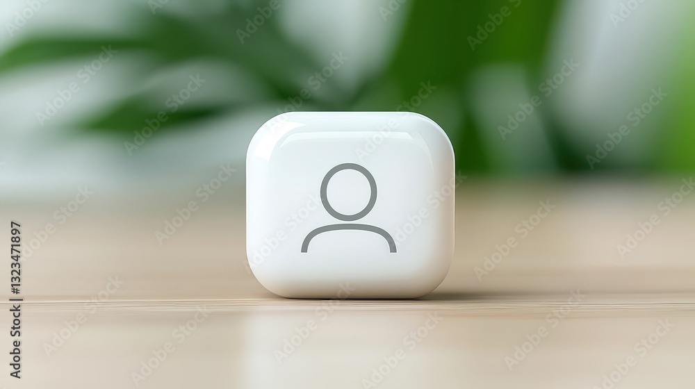 Poster modern minimalist design, a white cube with grey icon symbolic representation of abstract concepts i