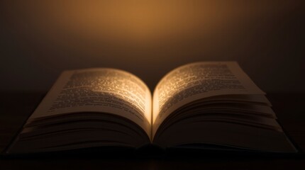 Obraz premium Glowing Open Book in Warm Light Dramatic Reading Photography