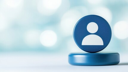 Blue button with white person icon, a symbol of user access, interface design and digital communication
