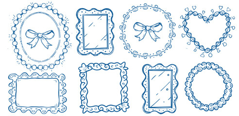 Set of doodle hand drawn ink border frame, Xmas frames, vintage, set, decoration, illustration, pattern, ornament greeting card.