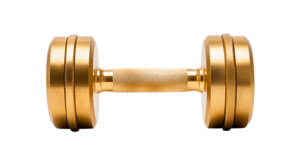 Gold Dumbbell Fitness Exercise Weightlifting Gym on transparent background.