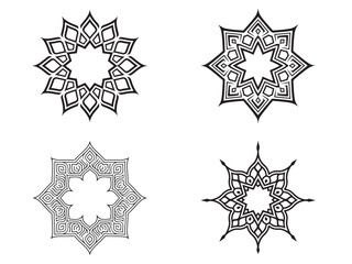 islamic Star silhouette vector arabic geometric design various elements. star, pattern.