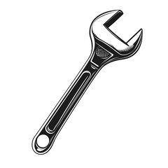 Precision Engineering: An illustration of adjustable wrench. Showcasing intricate details, the monochromatic image captures the essence of craftsmanship and the indispensable tool.