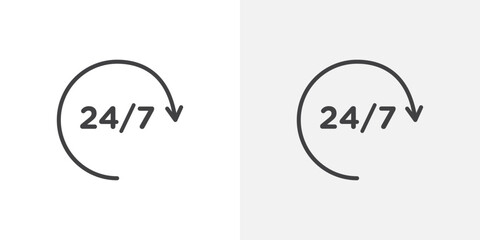 24 7 icons in filled and outline versions for ui designs