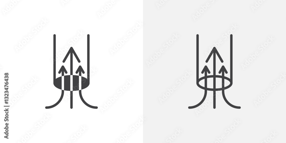 Poster air suction icons in filled and outline versions for ui designs