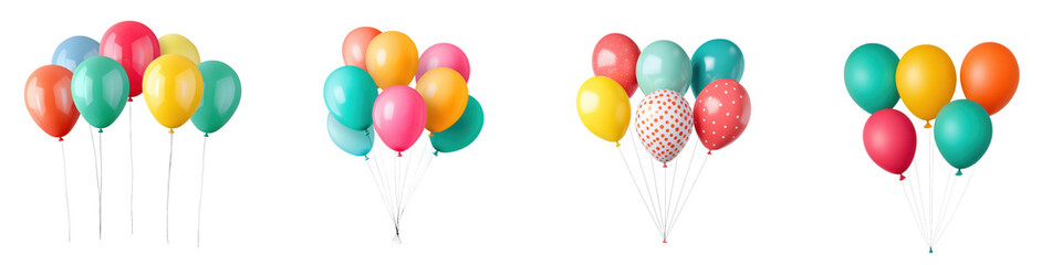 Assortment of brightly colored and vibrant balloons floating together creating a festive and joyful atmosphere perfect for celebratory events such as birthdays weddings graduations or holidays
