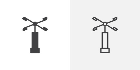 Anemometer icons in filled and outline versions for ui designs