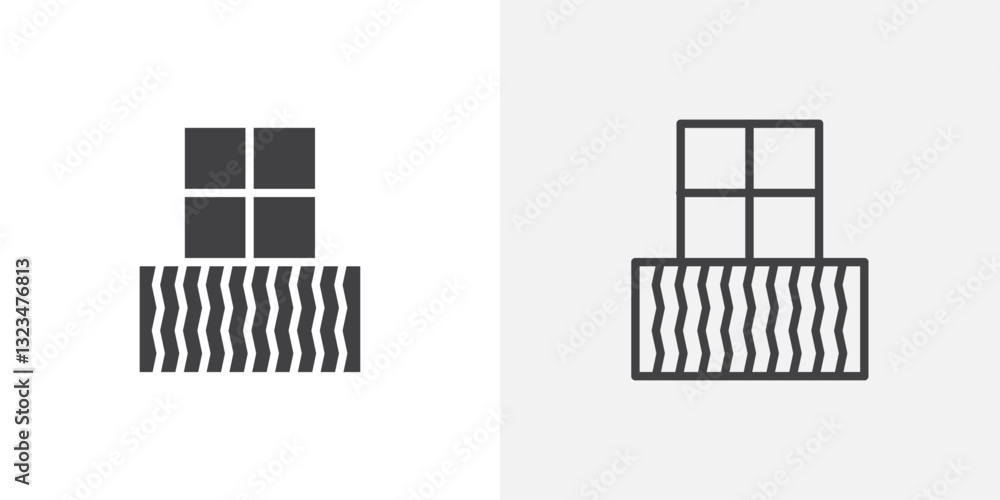 Poster Balcony icons in filled and outline versions for ui designs