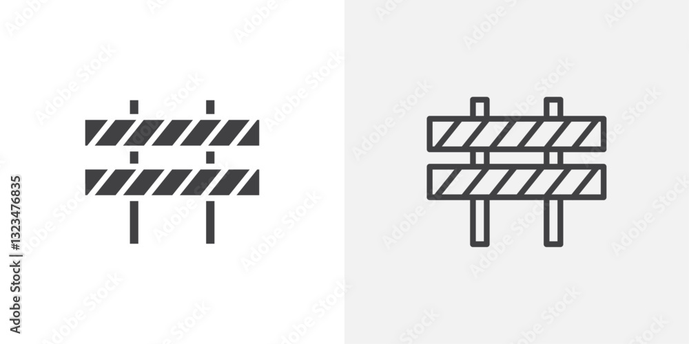 Poster barrier icons in filled and outline versions for ui designs