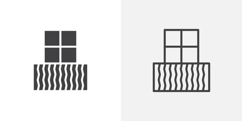 Balcony icons in filled and outline versions for ui designs