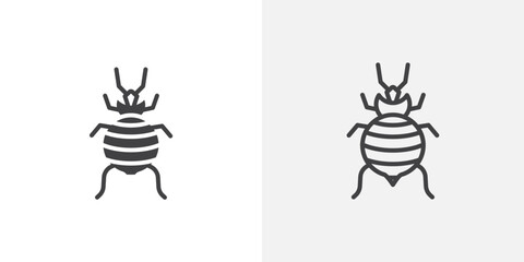 Bedbug icons in filled and outline versions for ui designs