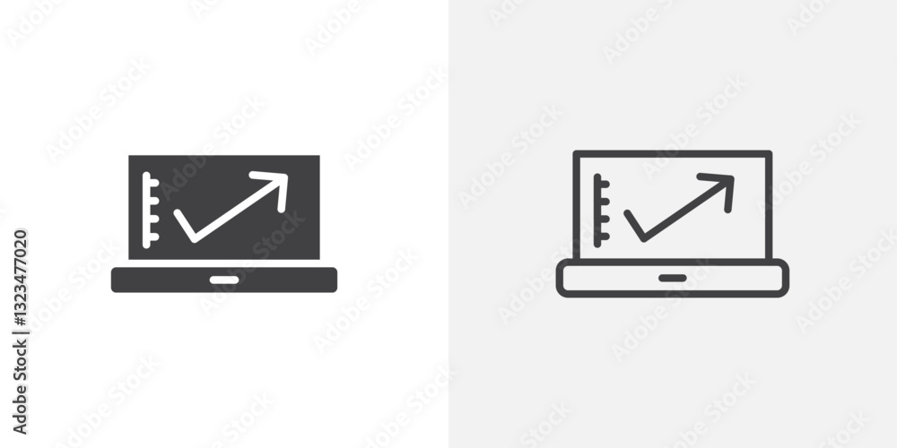 Poster bounce rate icons in filled and outline versions for ui designs