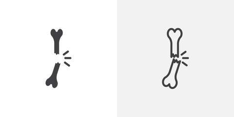 Naklejka premium Broken bone icons in filled and outline versions for ui designs