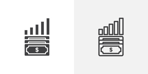 capital gain iconsin filled and outline versions for ui designs