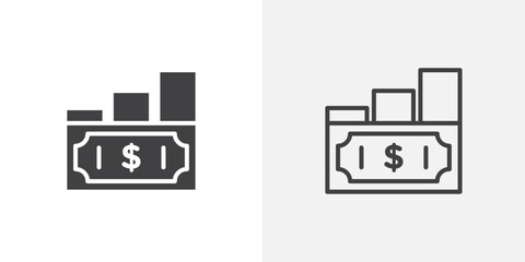 capital gain icons in filled and outline versions for ui designs