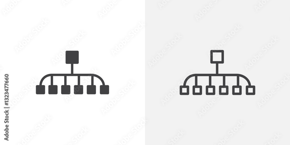 Poster classification iconsin filled and outline versions for ui designs