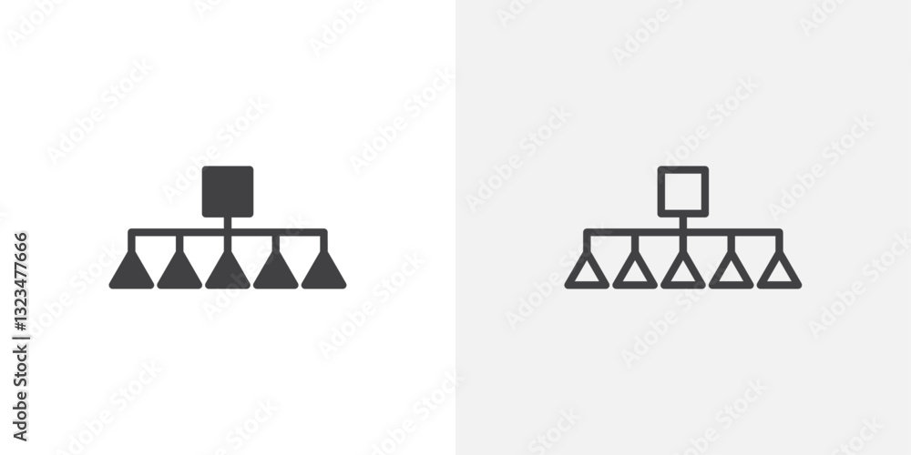 Poster classification icons in filled and outline versions for ui designs