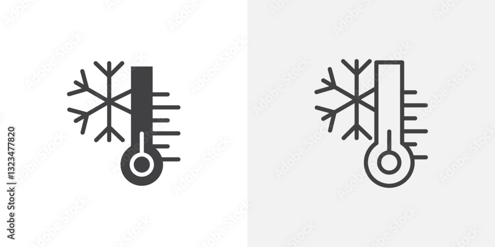 Poster cold icons in filled and outline versions for ui designs