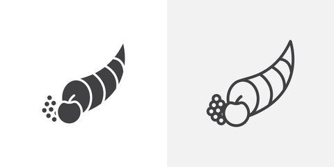 Cornucopia icons in filled and outline versions for ui designs